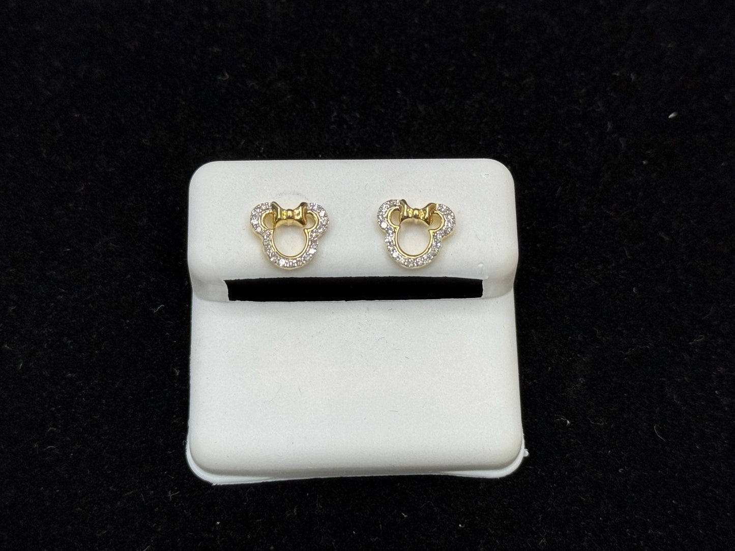 10K Gold "Minnie Mouse" Diamond Earrings