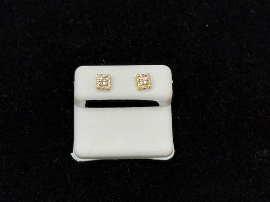 10K Gold "Royal Ice Square Studs" Diamond Earrings