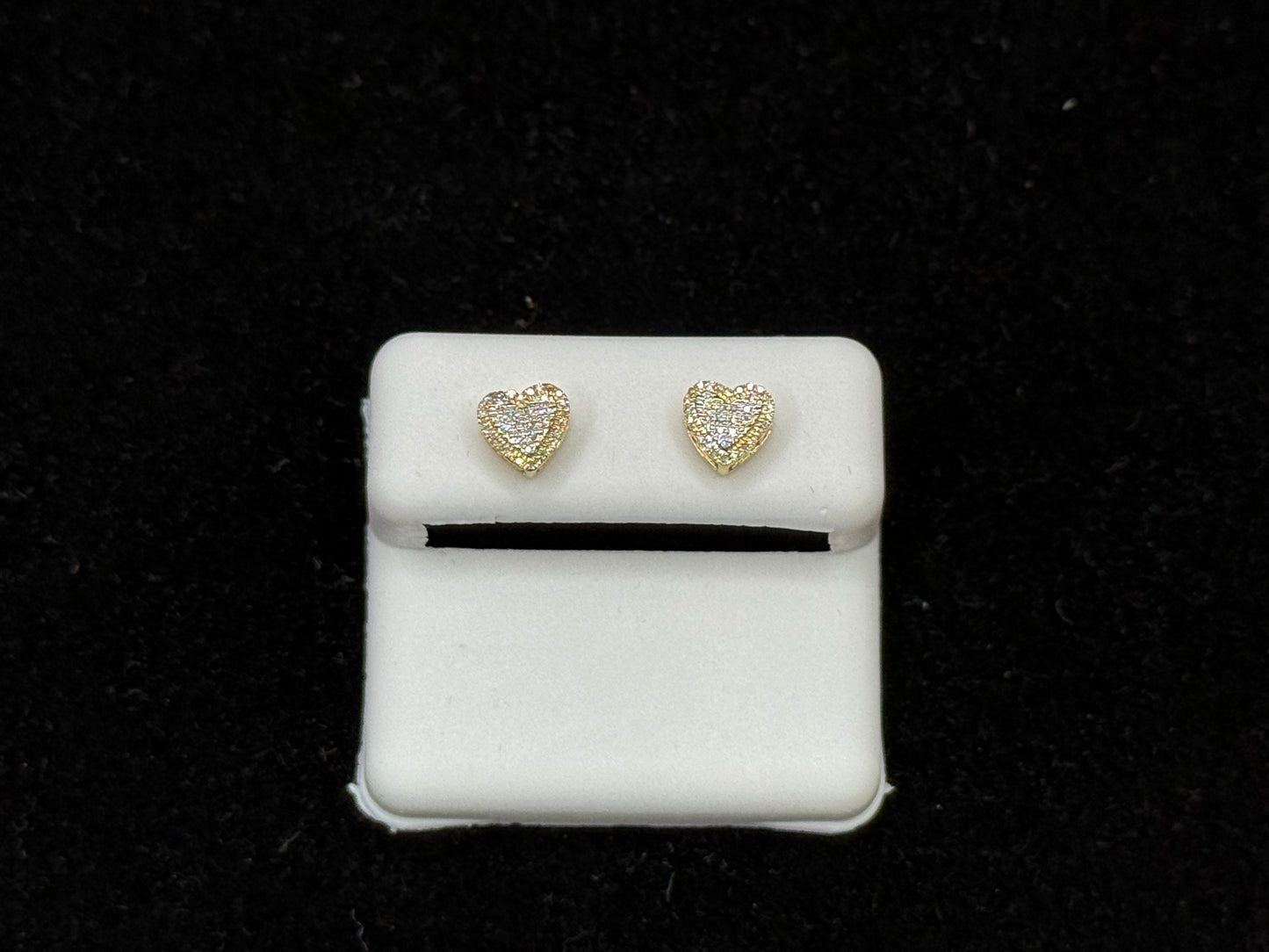 10K Gold "Golden Heart Studs" Diamond Earrings