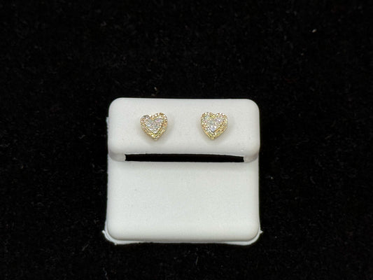 10K Gold "Golden Heart Studs" Diamond Earrings