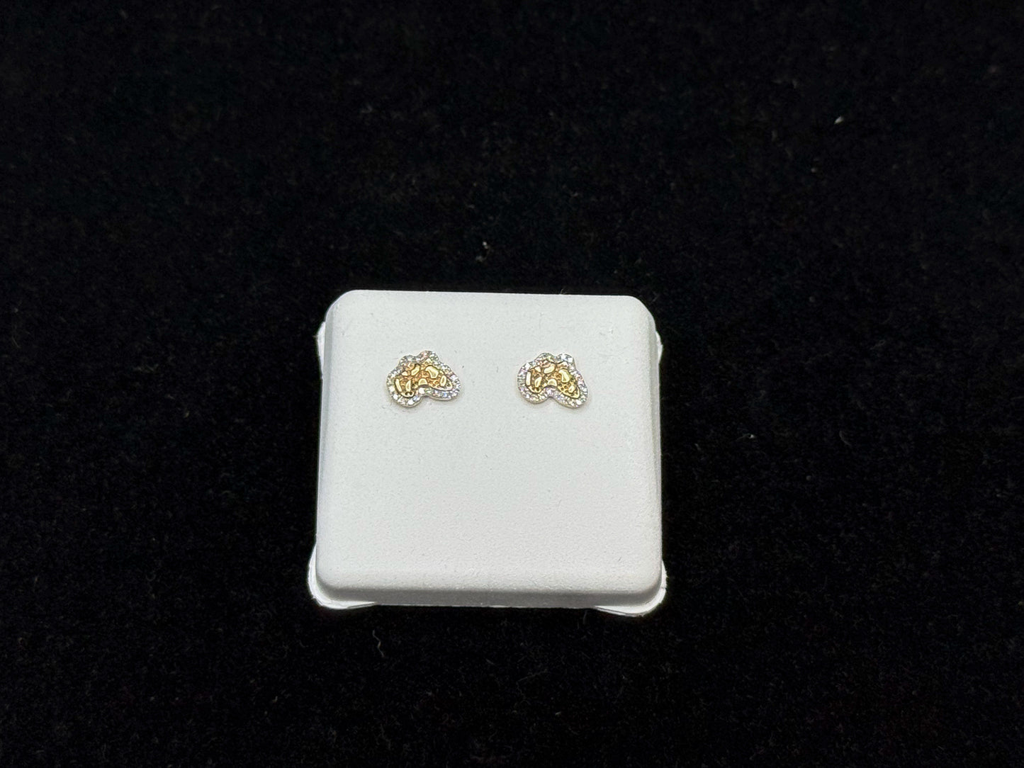 10K Gold " Mini Gold Nugget Studs" Diamond Earrings