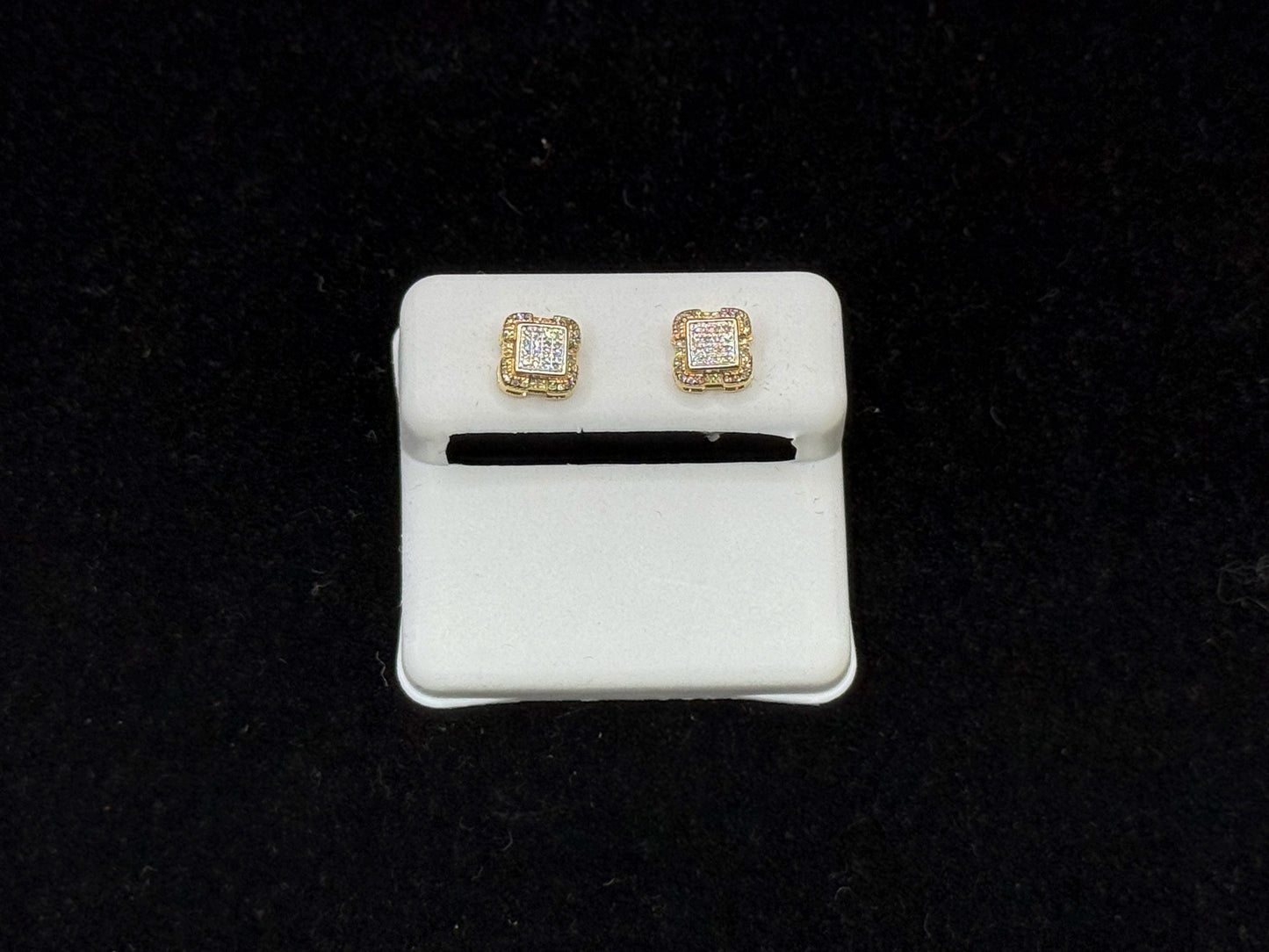 10K Gold "Iced Frame Studs" Diamond Earrings
