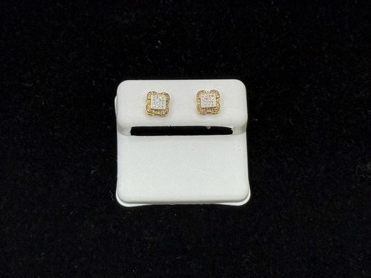 10K Gold "Iced Frame Studs" Diamond Earrings