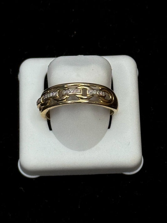 10K Gold "Greek Key" Diamond Band Ring
