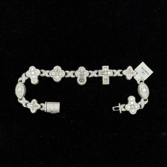 925 Sterling Silver Moissanite (Clover Royale) Bracelet