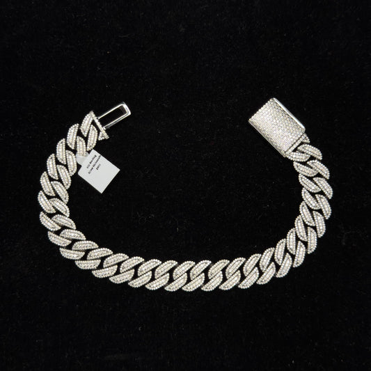 925 Sterling Silver Moissanite (Titan Frost Cuban) Bracelet