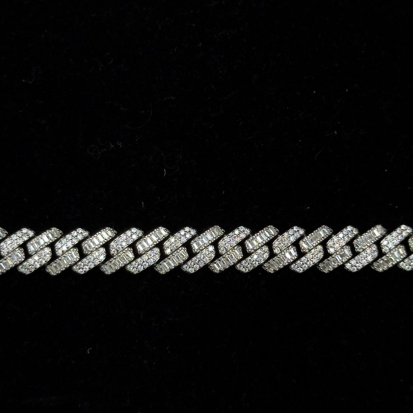 925 Sterling Silver Moissanite(Baguette Blizzard Link) Bracelet